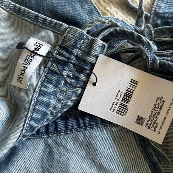 Princess Polly Sequoia Denim Halter Top in Blue Size 6 NWT - Picture 12 of 14